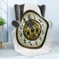 thumbnail image 4 of Clock Soft Flannel Fleece Throw Blanket, Antique Theme a Vintage Style Face on It Modern Design Pattern Print, Cozy Plush for Indoor and Outdoor Use, 70" x 90", Multicolor, by Ambesonne, 4 of 5