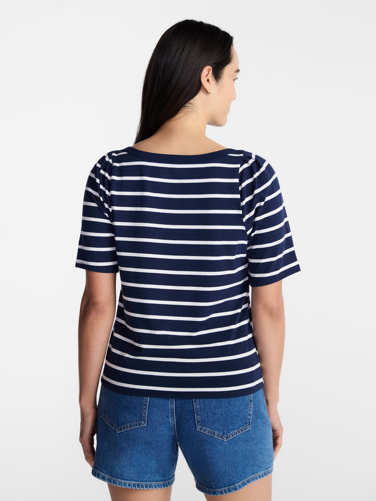 Time and Tru Women's Envelope Tee with Short Sleeves, Sizes XS-XXXL
