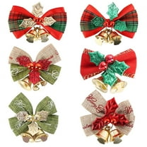 12PCS Mini Bows with Bells, Tiny Christmas Bows Small Bowknot Ornament for Crafts Wreath Christmas Tree Decoration