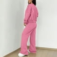 thumbnail image 3 of Women's Fall 2 Piece Lounge Sweatsuits Set Zip Up Sweatshirt Jacket Wide Leg Sweatpants Lounge Sets Tracksuit Y2k Pink XL, 3 of 4