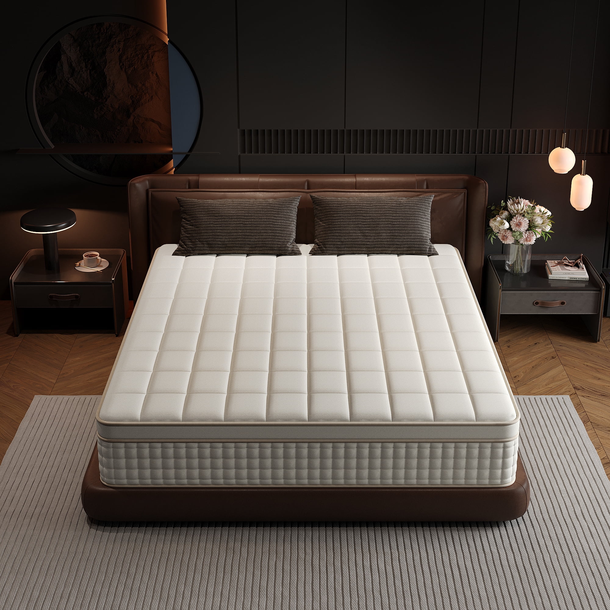 SILENCE MANGO 14 inch Twin Sized Hybrid Mattress, Gel Memory Foam, Individually Wrapped Pocket Springs, Medium Firmness, Zoned Pressure Relief Design, Boxed Mattress, High-density Foam Layer