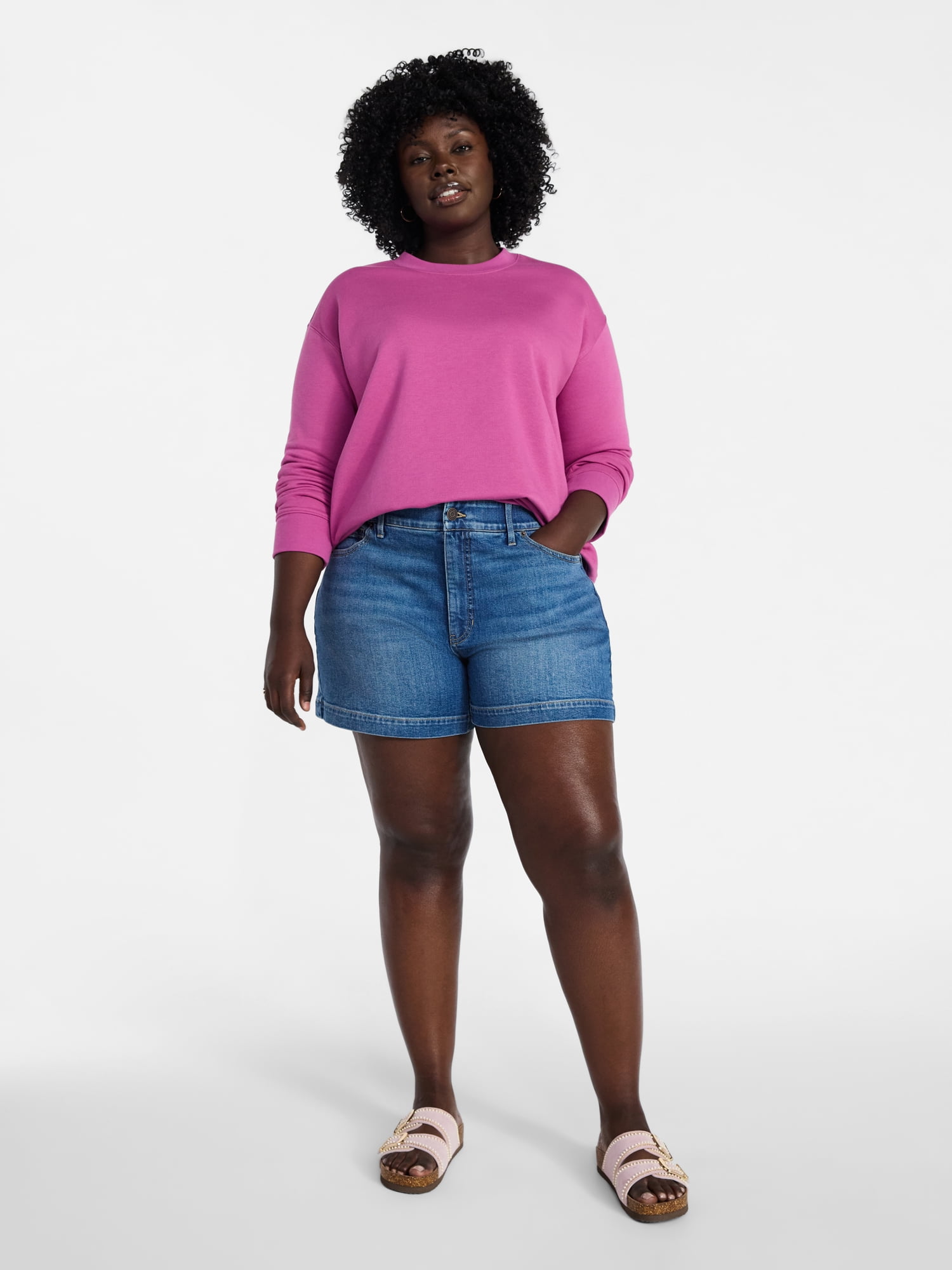 Terra & Sky Women's Plus Size Fleece Sweatshirt with Long Sleeves, Size 0X-5X