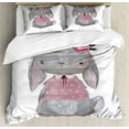 thumbnail image 1 of Kids King Size Duvet Cover Set, Young Girl Summer Hare in Oil Painting Style with Flowers on Her Head Pink Cheeks, Decorative 3 Piece Bedding Set with 2 Pillow Shams, Multicolor, by Ambesonne, 1 of 3
