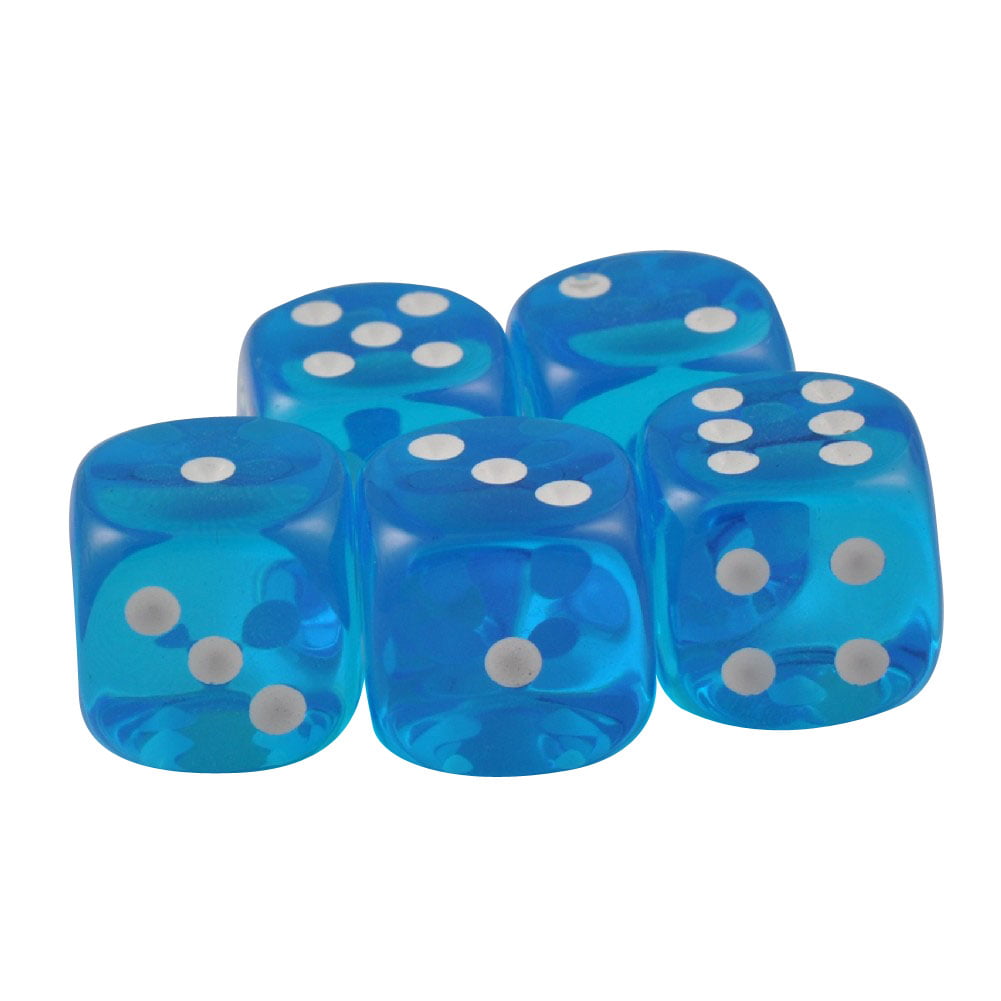 Pack of 10 Deluxe Round Edge Small 10mm Opaque D6 Dice Blue