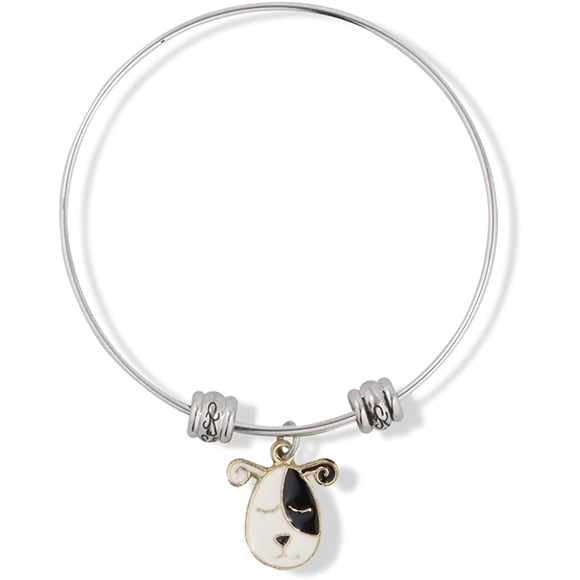 Dog Head Black and White with Twirley Ears Fancy Charm Bangle (alloy, ConsumerAudience)