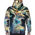 thumbnail image 7 of Haiem Colorful Stained Glass Deer Patterned Men's Hoodie with Kangaroo Pocket - Ideal Pullover Sweatshirt for Daily Wear, Travel, and Home-Small, 7 of 7