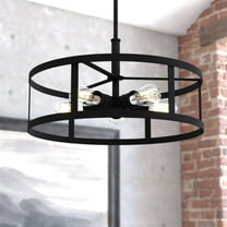 Akron 5L Oil Rubbed Bronze Drum Cage Farmhouse Pendant Light