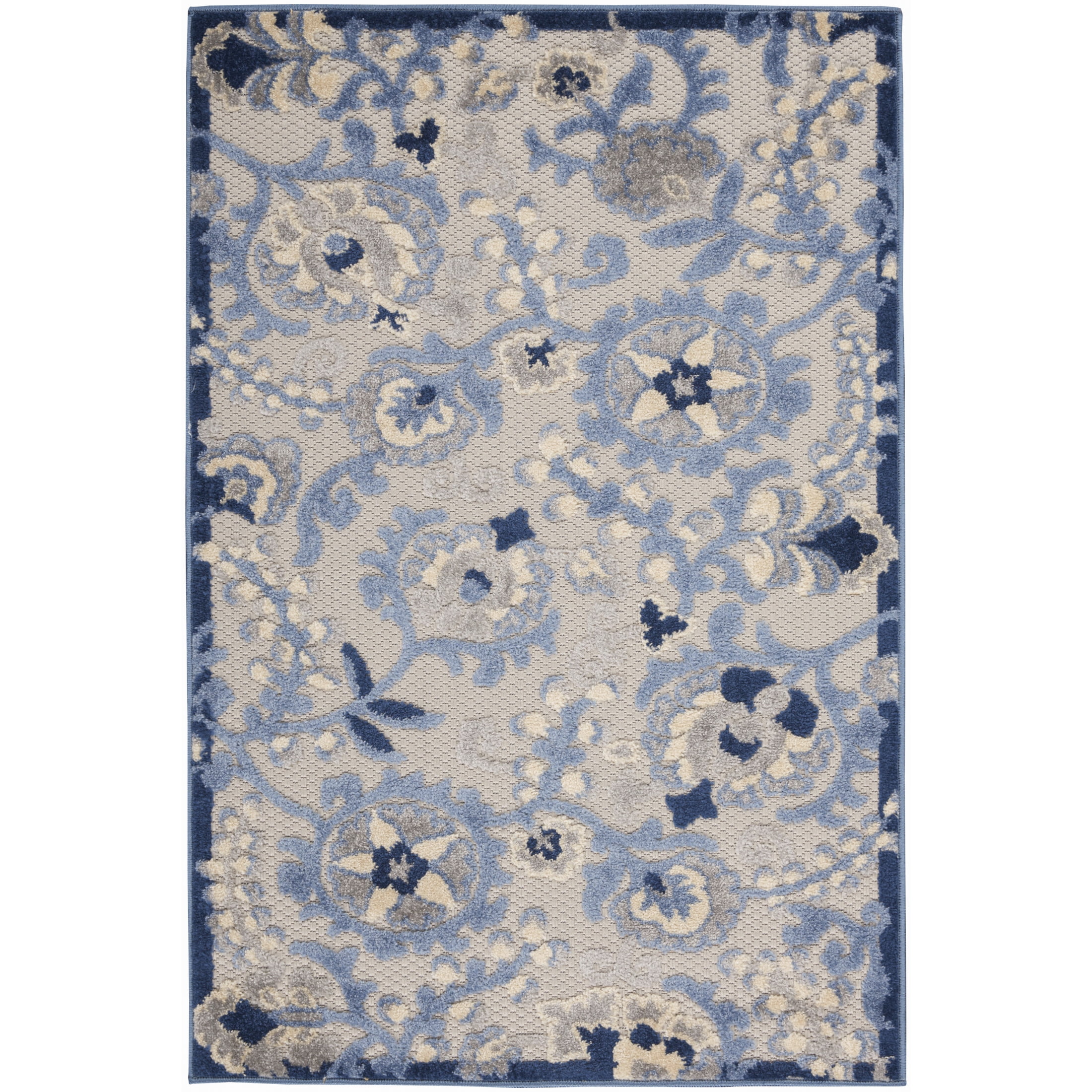 Nourison Aloha Indoor/Outdoor Blue/Grey 3' x 5' Area Rug (3x5)