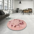 thumbnail image 4 of Ahgly Company Machine Washable Indoor Square Abstract Pink Coral Pink Area Rugs, 5' Square, 4 of 7