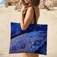 thumbnail image 5 of Blue Ornate Butterfly Floral Night Sky Outdoor Picnic Blanket, Foldable Waterproof Beach Mat, Portable Beach Blanket for Beach Camping, Hiking, Family Concerts, 5 of 8