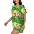 thumbnail image 2 of Naloa African Animals in the Jungle Women's Short-Sleeved Pajama Set, Loungewear, Summer pajamas, Breathable Cozy - X-Large, 2 of 9