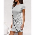 thumbnail image 3 of Robes d'Été Décontractées pour Femmes Col Rond Sans Manches Débardeur Froncé Extensible Bodycon T-Shirt, 3 of 4