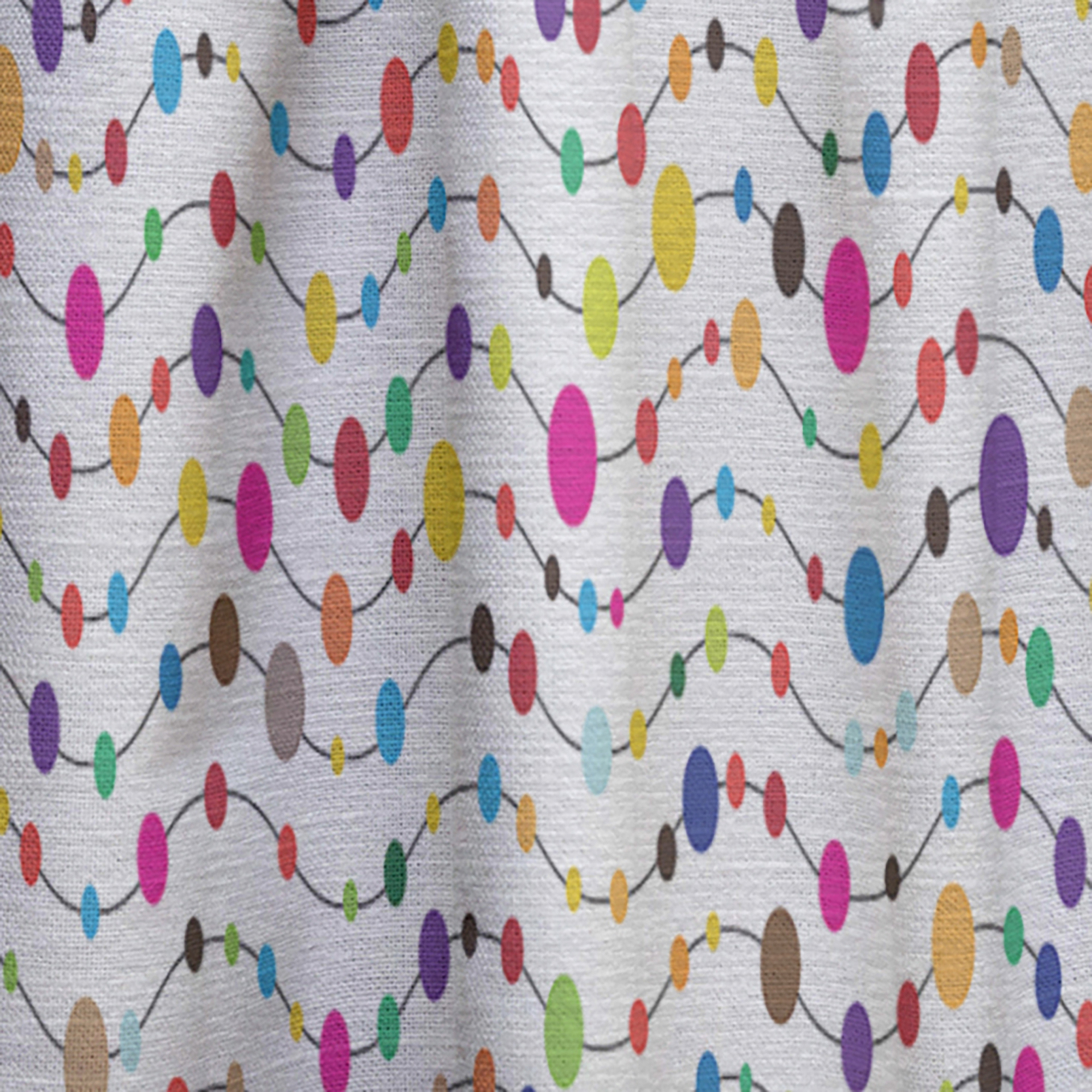 Designart 'Color Waves of Polka Dots On White' Mid-Century Modern Curtain Panel
