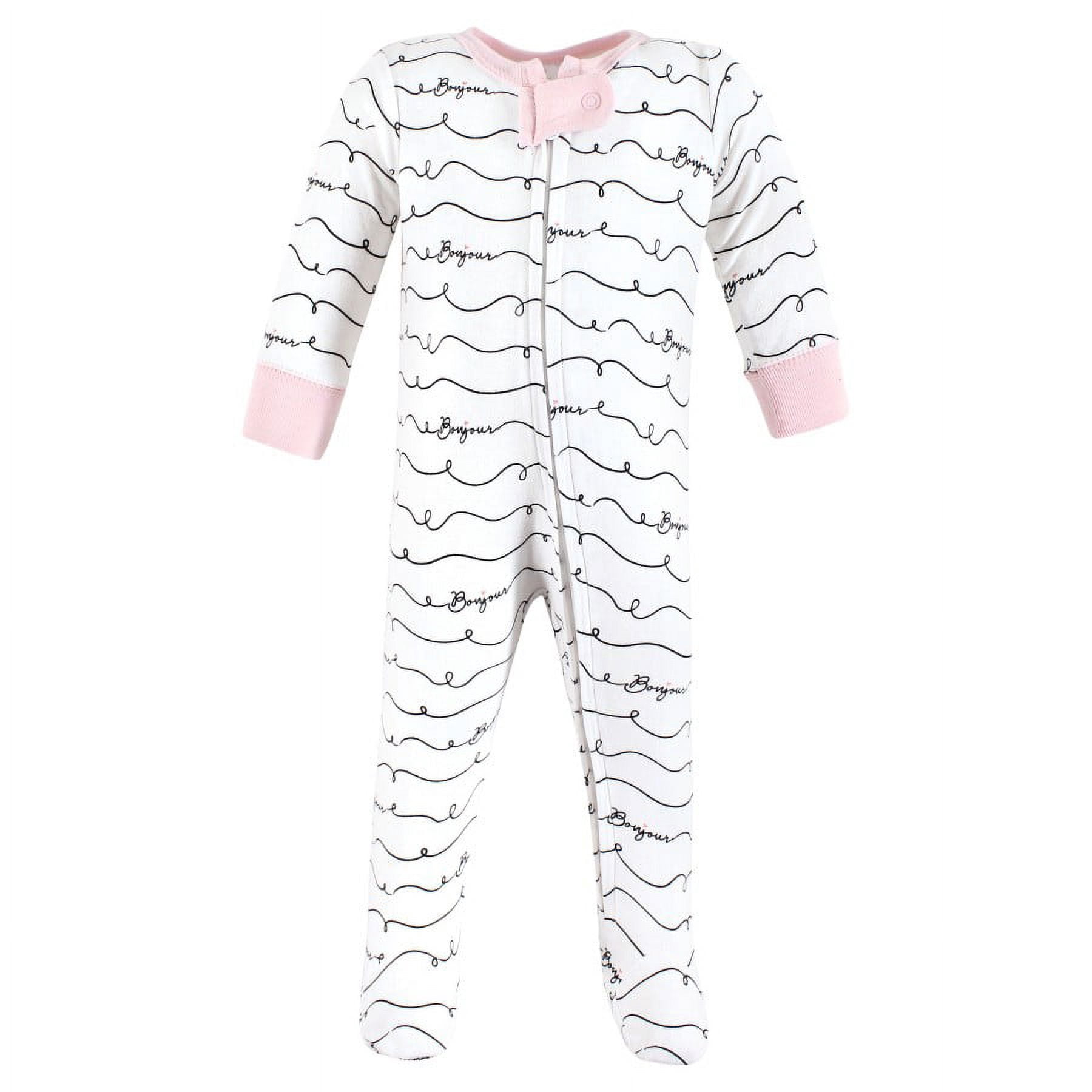 Hudson Baby Infant Girl Cotton Sleep and Play, Bonjour, 3-6 Months