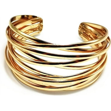 Chunky Gold Cuff Bracelet for WomenGirls Gold Line Web Wrist Cuff Bangle Bracelet Fashion Costume Jewelry
