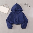 thumbnail image 6 of Xyant Girls Zip Up Cropped Windbreaker Jacket Hooded Cargo Lightweight Outerwear (Navy,5-6 Years), 6 of 6