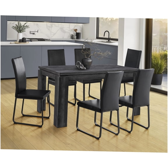 Contemporary Black Rectangular Dining Table for Kitchen & Dining Room