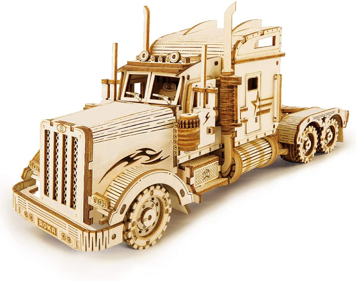 Tractor Gift for Adults & Kids Spring Drive Mechanical Gear DIY Model Building Kits RoWood 3D Wooden Puzzle Brain Teaser Craft Toy 