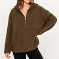 thumbnail image 2 of Ediodpoh Women's Hoodies Quarter Zip Lamb Wool Hoodie Pullover Sweatshirt with Hood for Winter Warmth Coffee XXL, 2 of 9