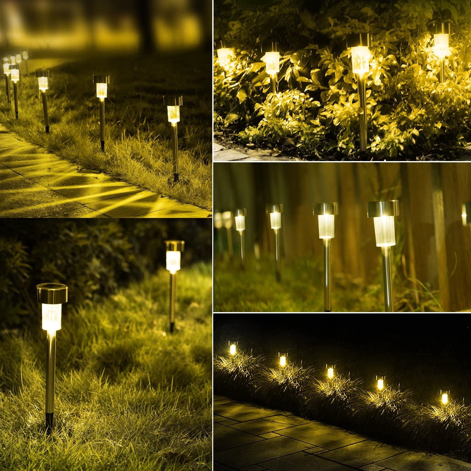 Qishi Solar Garden Lights, 12pack Solar Lights Outdoor - Waterproof, Stainless Steel Outdoor Solar Lights, LED Solar Powered Landscape Lighting for Yard Patio Landscape In-Ground Spike Pathway