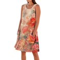 thumbnail image 2 of LVHAOGJOB Robes pour Femmes Grande Taille Col Rond Sans Manches Robe Midi Coton Lin avec Poches Couleur Unie Robe d'Été pour Dames Longue, 2 of 5