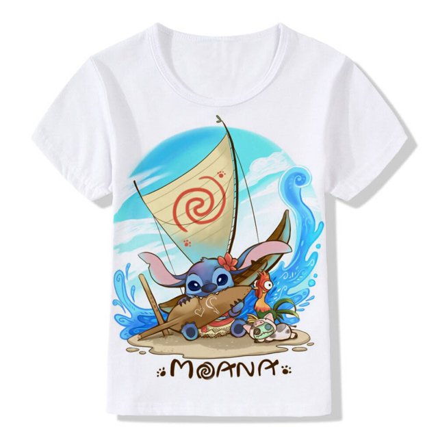 Camiseta Bebé Niña LiloStitch Estampado de dibujos animados Moda Verano Casual Niños Manga corta Diseño estético Top Niños Tshirt90 Gao Jinjia LED