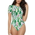 thumbnail image 2 of Goofa Cactus Plants Printed Women Rash Guard Short Sleeve,Tummy control Swimsuit Surfing Swimsuit Bathing Suit One Piece Swimsuit UPF 50-Small, 2 of 9