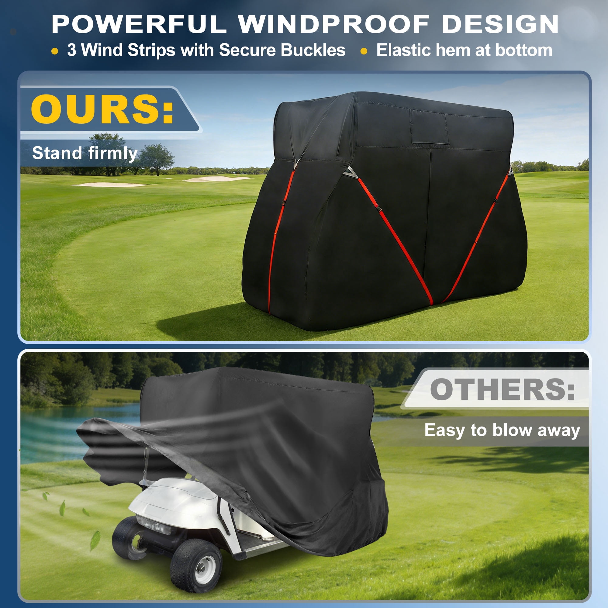 Unique Bargains Golf Cart Cover Waterproof for Yamaha 4+2 Passenger Cart