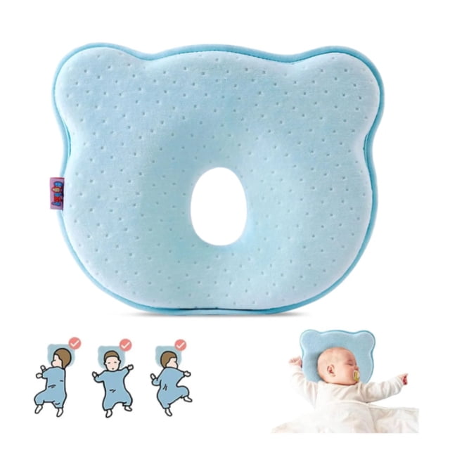 Almohada Para Bebe Memory Foam Cabeza Prevenir Cabeza Plana Azul