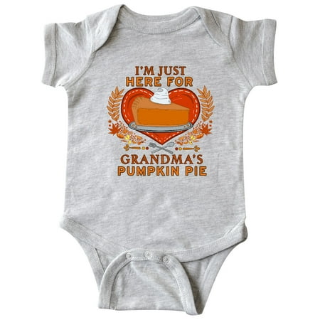 

Inktastic I m Just Here for Grandma s Pumpkin Pie with Heart Gift Baby Boy or Baby Girl Bodysuit
