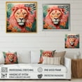 thumbnail image 4 of Designart "Pink and Green Forest Lion I" Animals Framed Wall Art Decor - Modern Pink Lion Entryway Framed Wall Art Print, 4 of 6