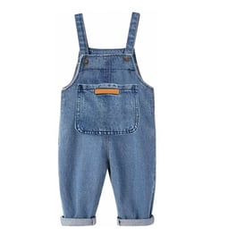 Anna-Kaci Women's Vintage Wash Denim Overalls - Straight Leg, Adjustable Straps, Front Flap Pocket