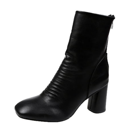 

NECHOLOGY Women Boot Socks Wide Calf Fashion Women Artificial Leather Solid Leather Riding Boots Wide Calf for Women Shoes Black 7