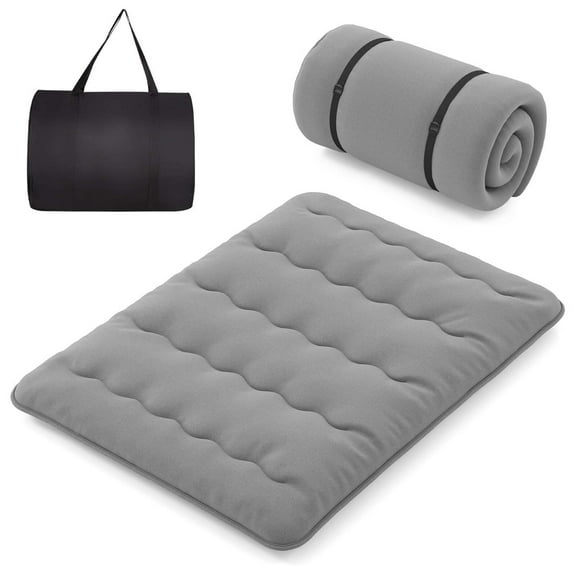 Costway Queen Futon Mattress Japanese Floor Pad Washable Cover Carry Bag Grey