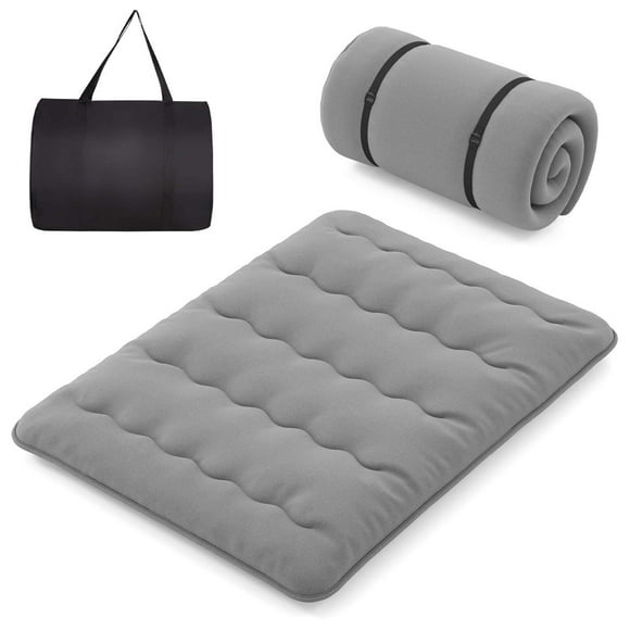 Costway Queen Futon Mattress Japanese Floor Pad Washable Cover Carry Bag Grey