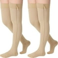 thumbnail image 1 of Dosaele 2 Pairs Zipper Compression Socks Thigh High 20-30 mmHg Compression Socks Closed Toe Thigh High Compression Stockings, 1 of 6