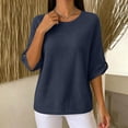 thumbnail image 4 of Aezemi Women Waffle 3/4 Sleeve Shirt Round Neck Pullover Knit Dressy Casual Breathable Comfy Blouses Spring Summer Outdoor Fashion Casual Tops XXL, 4 of 7