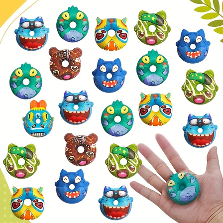 15PCS Little Monster Donut Squishy Toys, Funny Monster Pattern, Squishy Toys for Kids, Stress Relief, Classroom Prizes, Birthday Gifts, Christmas Stocking Stuffer-Assorted Varieties