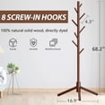thumbnail image 4 of Behome Wooden Coat Rack, Solid Freestanding Coat Rack with 8 Hooks and 3 Adjustable Size, Hall Coat Tree for Bedroom, Entryway, Living Room, for Hats, Coats, Handbags, Brown, 4 of 7