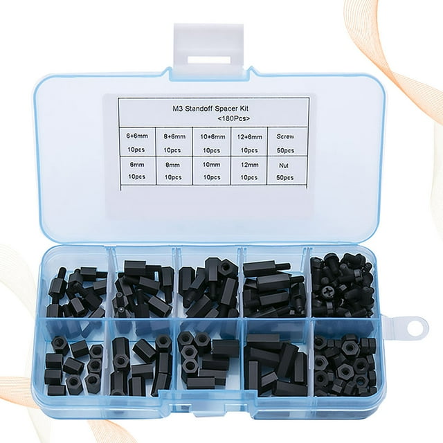 TEHAUX 180Pcs Electrical Extension Box Hex Spacer Nylon Black for PC Building
