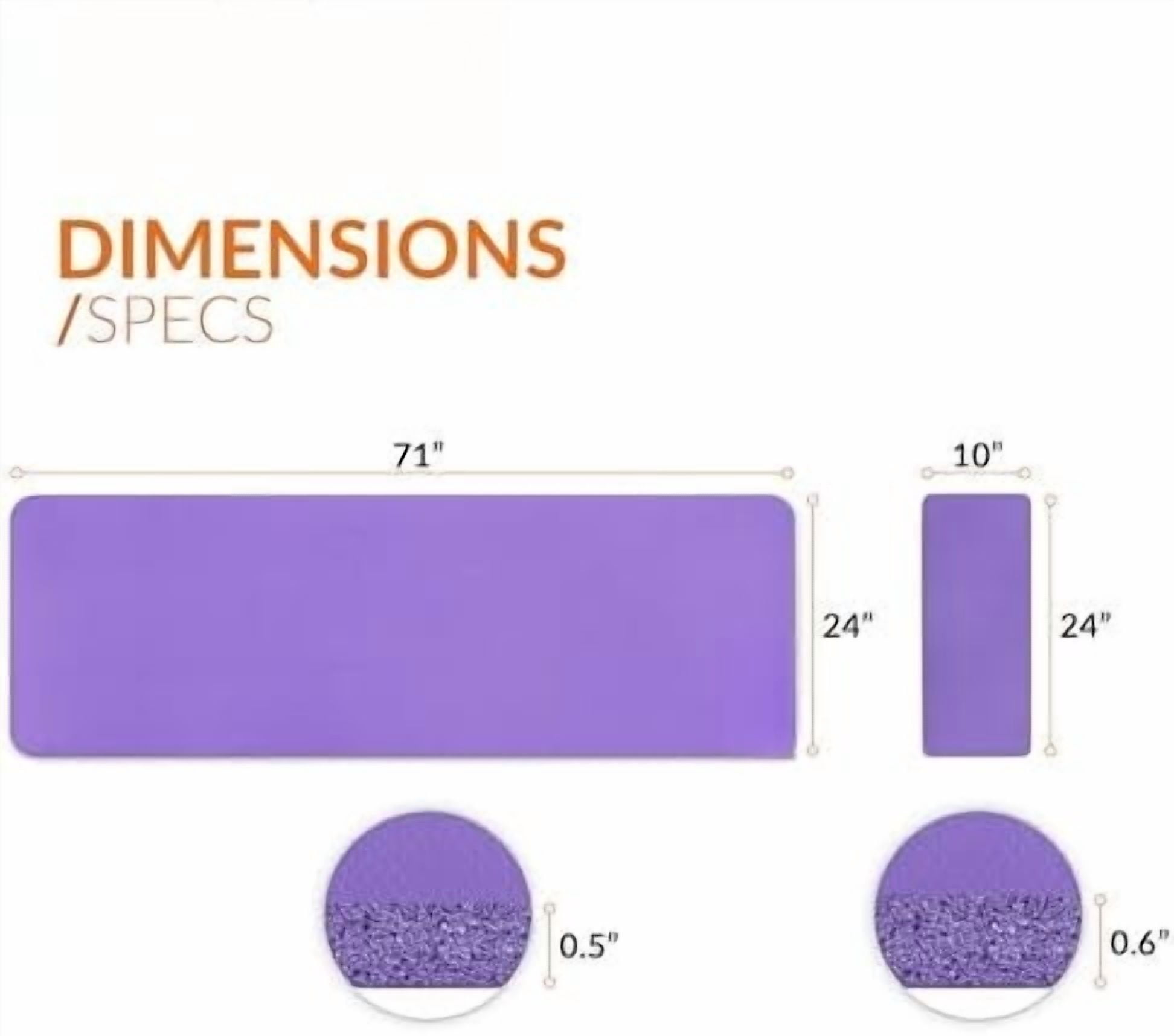 1/2-Inch High Density Exercise Yoga Mat with Strap | Multiple Options Purple,Yoga Mat w/Knee Pad