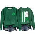 thumbnail image 4 of Bunenne St Patrick Day Sweatshirts Shamrock Sweatshirt Women's Fashion Casual Saint Printed Long Sleeved Round Neck Hoodie Crew Sweatshirt for Women Army Green 1 L, 4 of 8