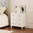 thumbnail image 2 of Nightstand with 3 Drawers and Charging Station, Storage End Table with Shelf, Modern Farmhouse Bedside Table for Bedroom, Hallway, Entryway, Home Office, White, 2 of 7