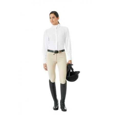 - Ovation Celebrity Slim Euro Seat Front Zip Knee Patch Breeches - Ladies Regular - 36 / Show Tan