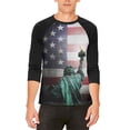 thumbnail image 1 of 4th of July Let Lady Liberty Light the Way Mens Raglan T Shirt White-Black SM, 1 of 2