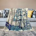 thumbnail image 2 of Vintage Nautical Fleece Throw Blanket Old Sailboat Anchor Plush Blanket Marine Ocean Themed Fuzzy Blanket and Throws Sea Shell Starfish Fluffy Sherpa Blanket Throw, 2 of 6