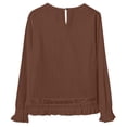 thumbnail image 4 of Adeawade Women'S T Shirts Loose Fit Long Sleeve T Shirt Pure Color Linen Blend Top Round Neck Tee Adorable Wear Brown Xl, 4 of 7
