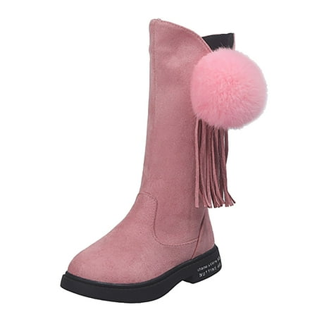 

MIUBAGIAL Toddler Kids Baby Girls Princess Shoes Fashion Plush Ball Tassel Boots