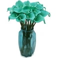 thumbnail image 3 of Mini Artificial Calla Lily 10 Stem Bridal Bouquets Artificial Latex Real Touch Flowers for Home Party Decor (Teal Blue White), 3 of 5