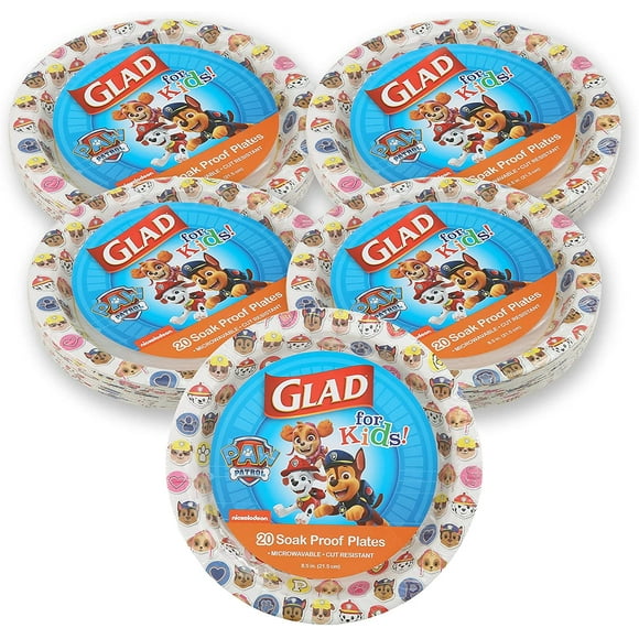IGIGUOHAO OHAO for Kids 7-Inch Paper Plates | Small White Round Paper Plates with IGUOHAO Emojis Design | 20 Ct Heavy Duty Disposable Soak Proof Microwavable Paper Plates, 5 Pack (100 Plates Total)